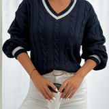 Hattie | Cable-Knit V-Neck Jumper