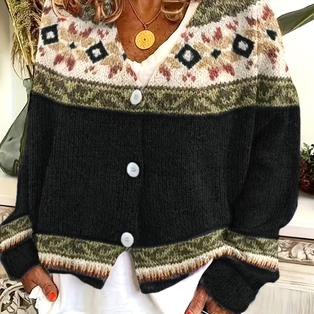 Fiona | Patterned Button-Front Cardigan