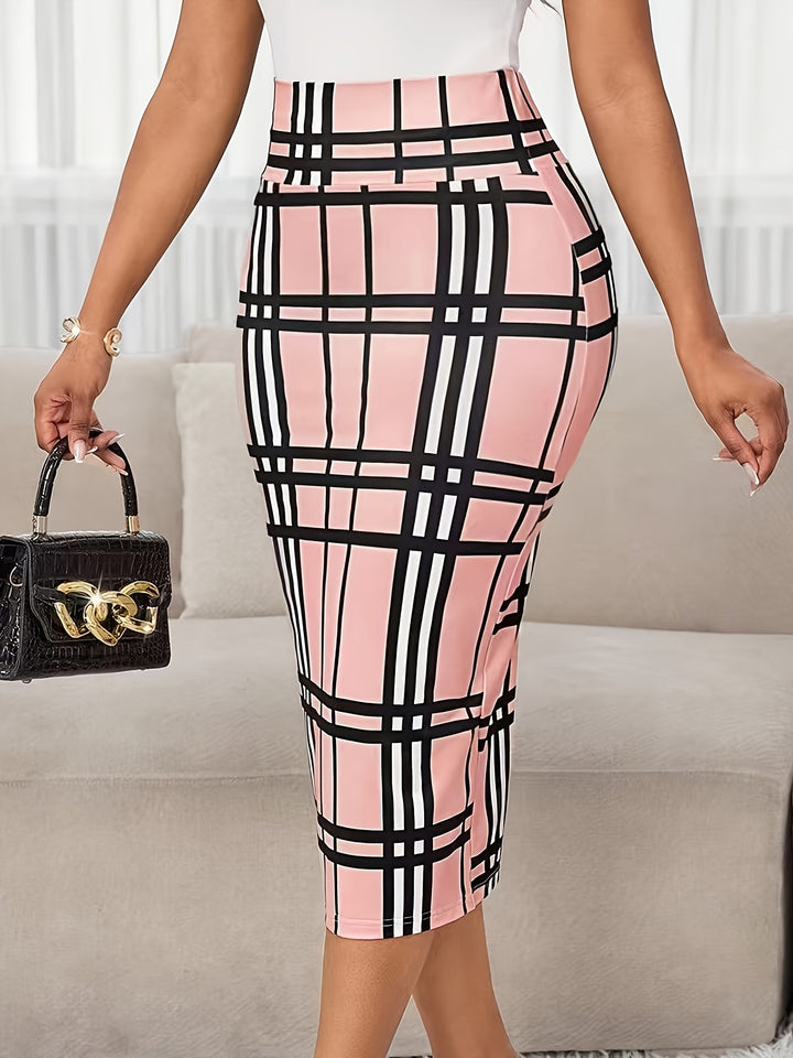 Margaret | Tailored Check Midi Skirt
