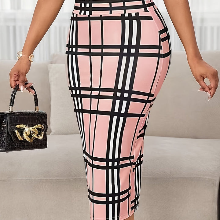 Margaret | Tailored Check Midi Skirt