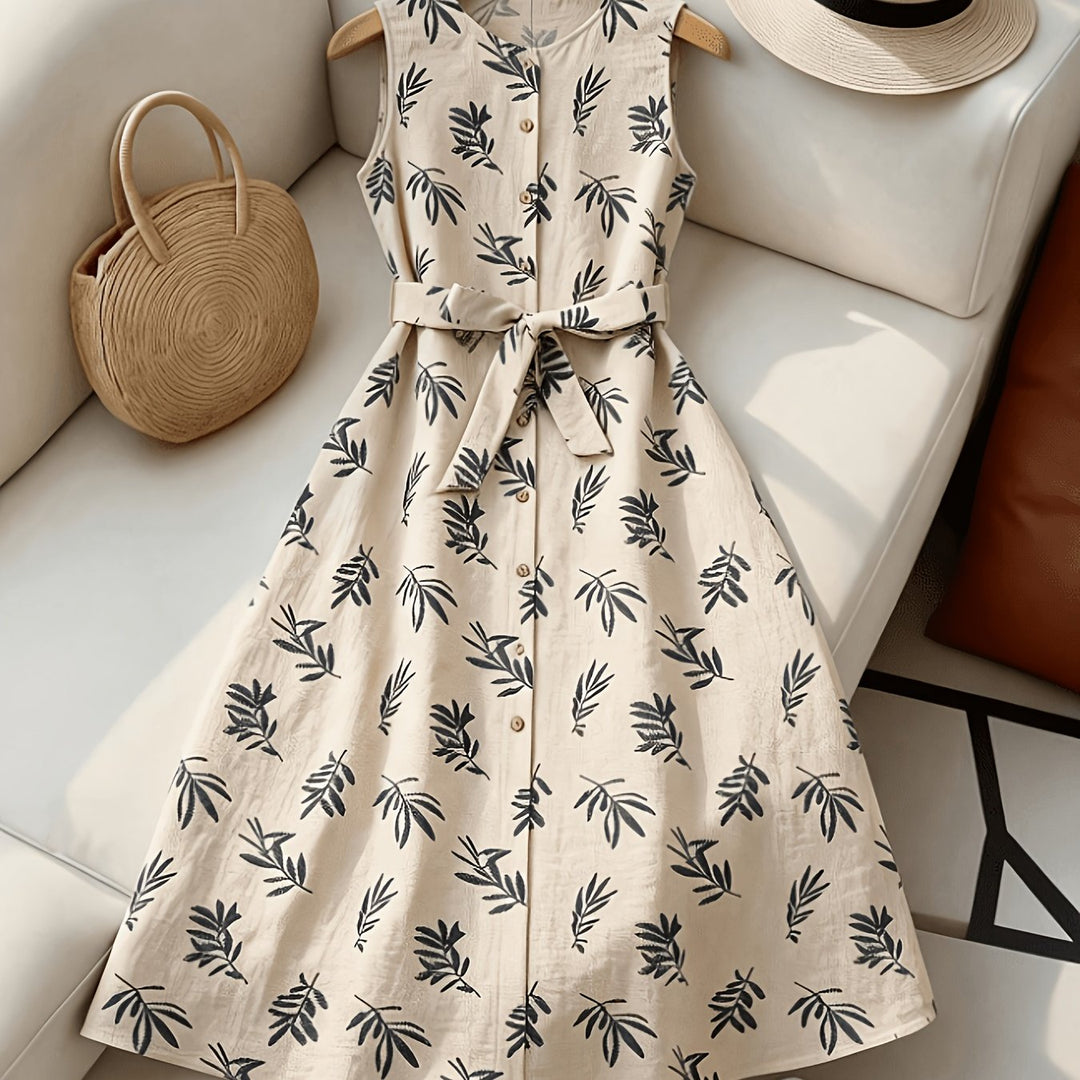 Constance | Belted Sleeveless Midi Dress