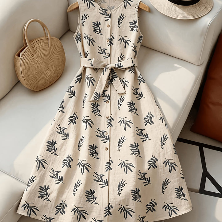 Constance | Belted Sleeveless Midi Dress