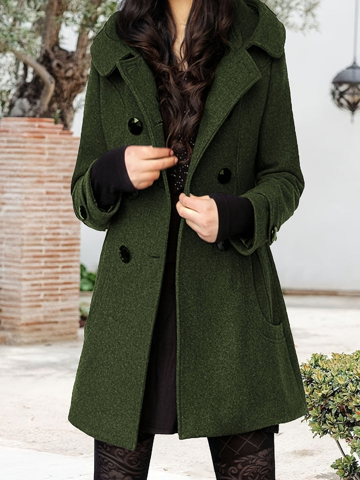 Georgina | Hooded Double-Breasted Mid-Length Coat