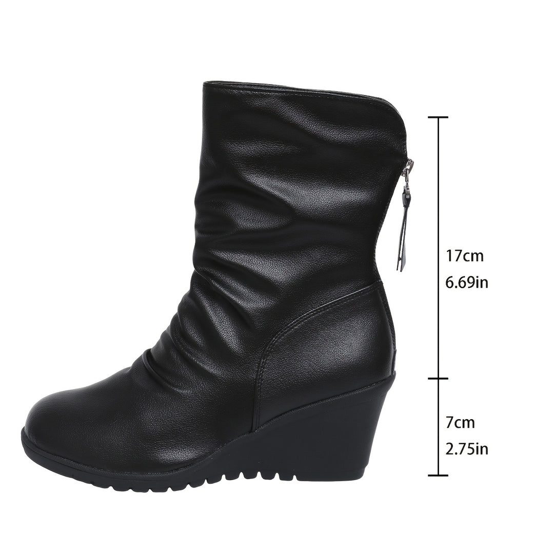 Ivy | Ruched Wedge Boots