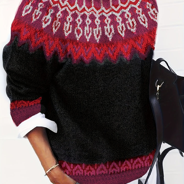 Sylvia | Chunky Jacquard Round Neck Sweater