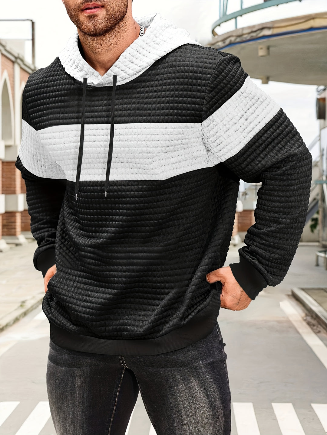 Rutherford | Textured Colour-Block Hoodie