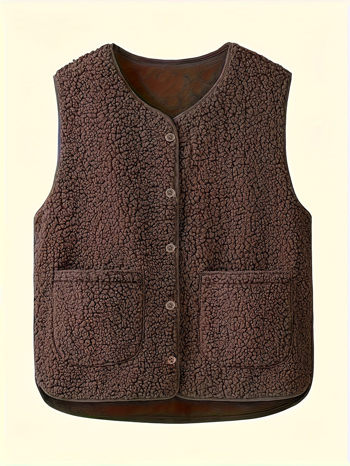 Estella | Textured Button-Front Gilet