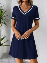 Viona | Casual V-neck Color-Block Dress