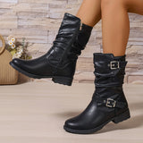 Margaux | Slouch Buckle Mid-Calf Boots