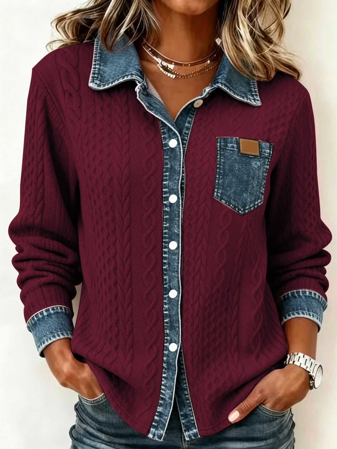 Melanie | Textured Contrast Cardigan