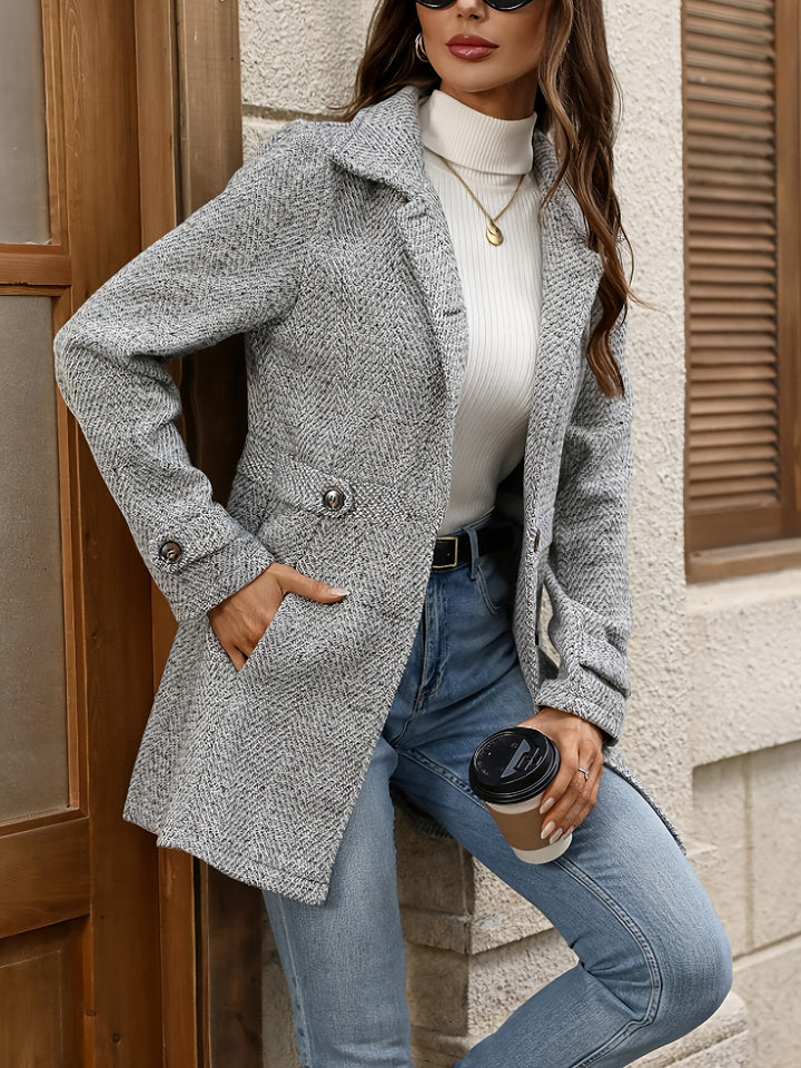Kendra | Waist-Defining Herringbone Coat
