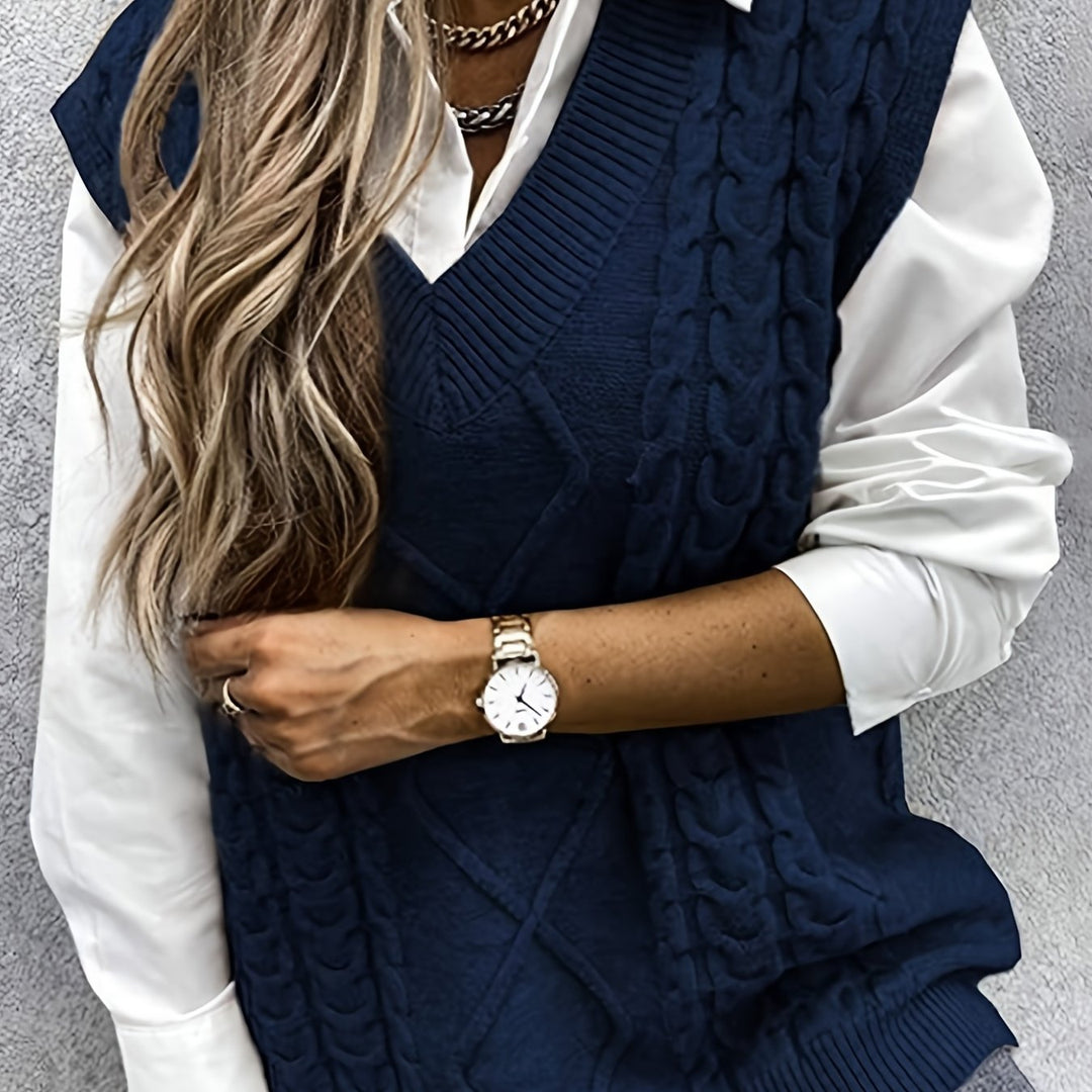 Colleen | Cable-Knit V-Neck Sweater Vest