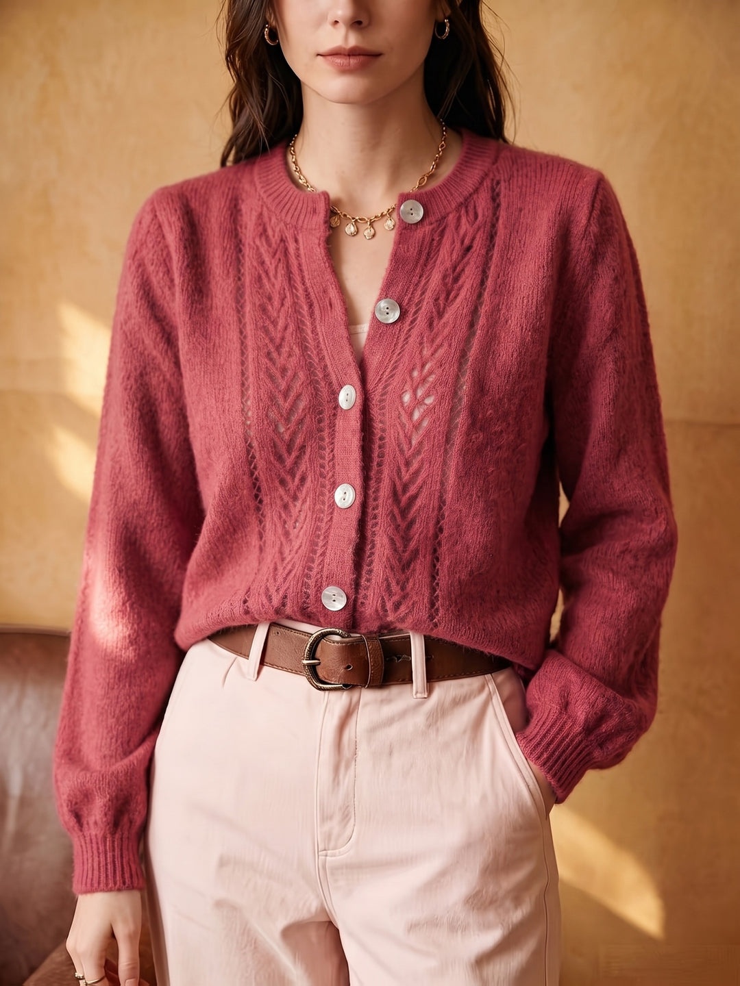 Clementine | Openwork Round-Neck Cardigan