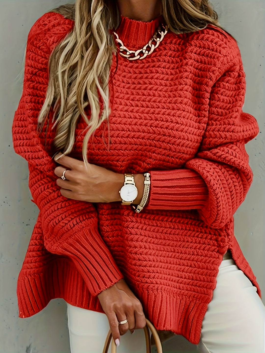 Faye | Textured High-Neck Sweater
