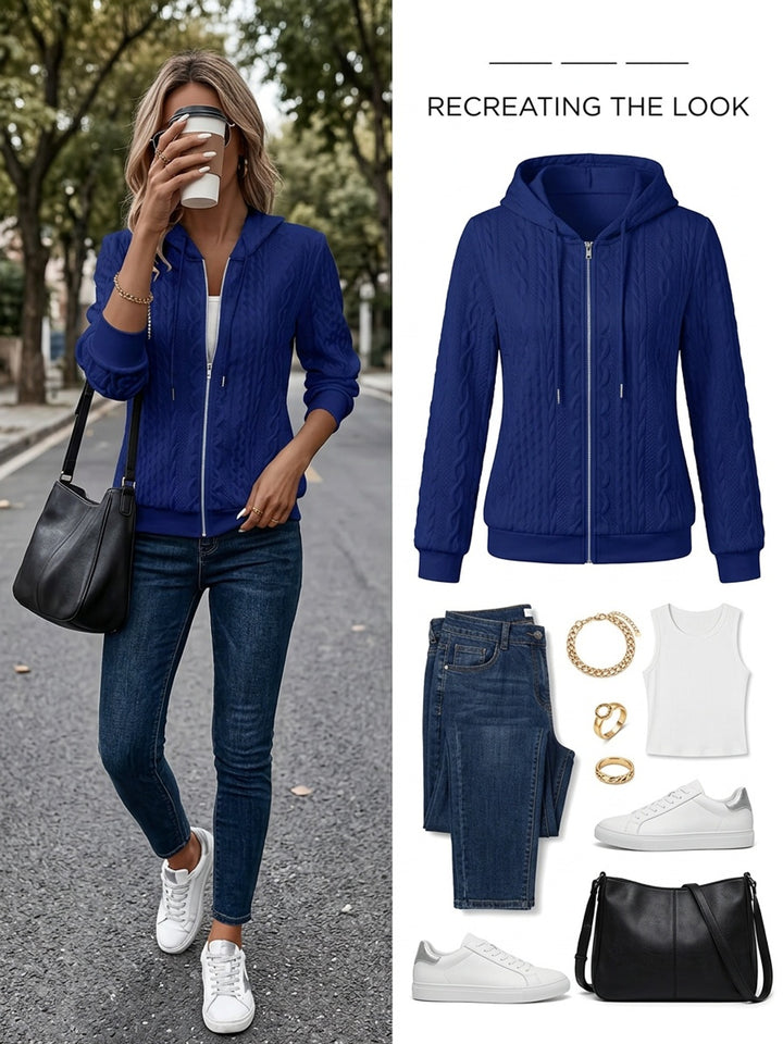 Pearl | Textured Zip-Up Hoodie