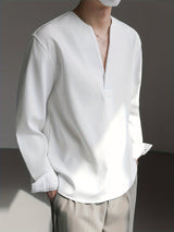 Nigel | Collarless V-Neck Shirt