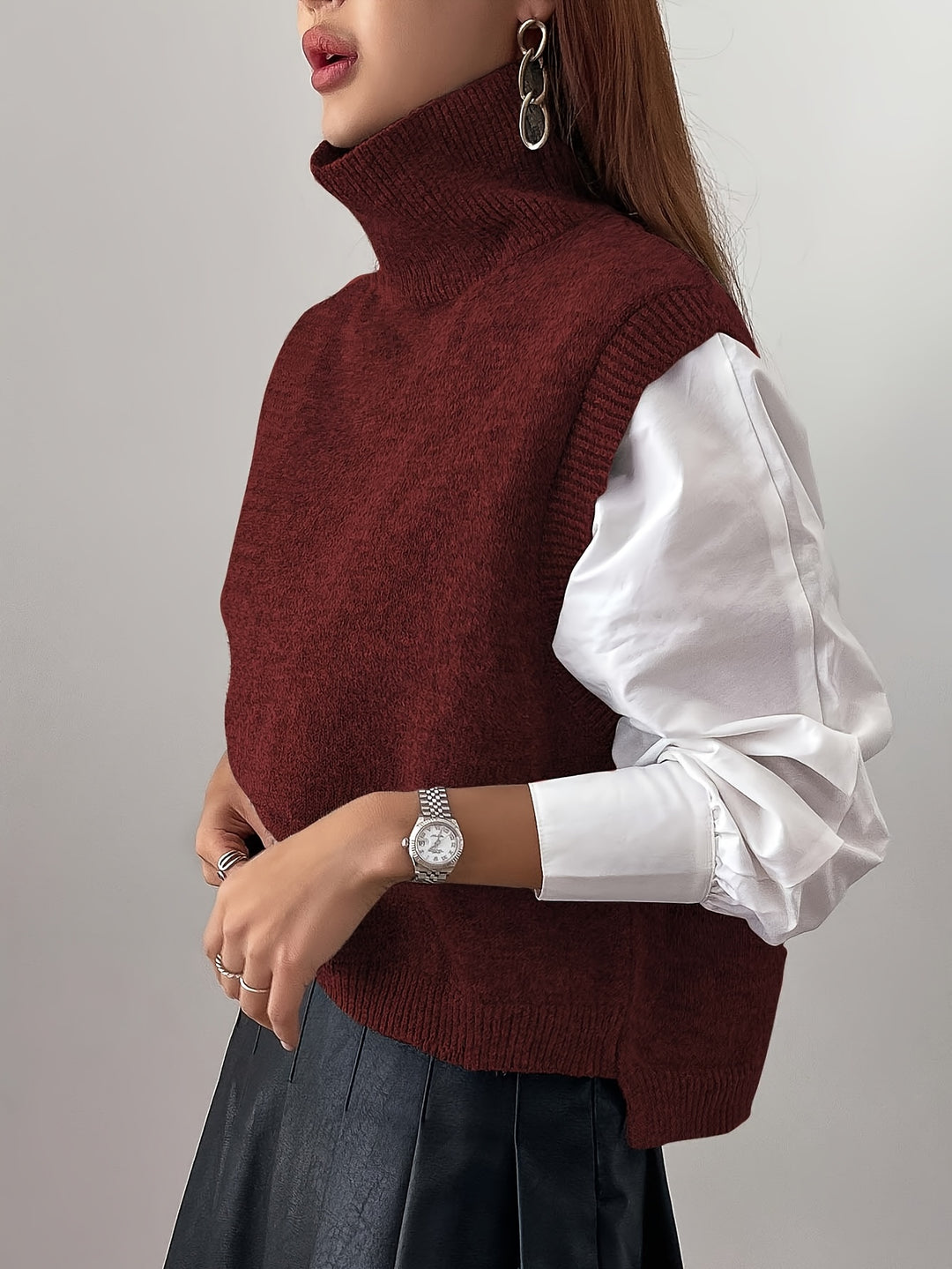 Eloise | High-Neck Sleeveless Sweater Vest