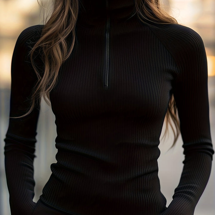 Lucille | Half-Zip High-Neck Top