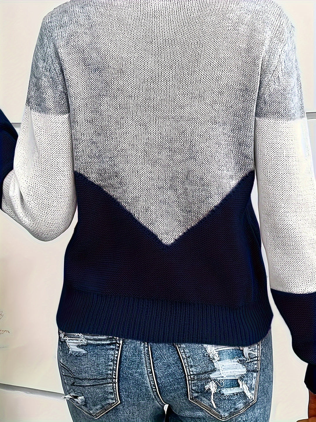 Lydia | Colour-Block V-Neck Sweater