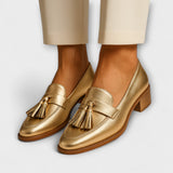 Celeste | Elegant Gold Tassel Loafers