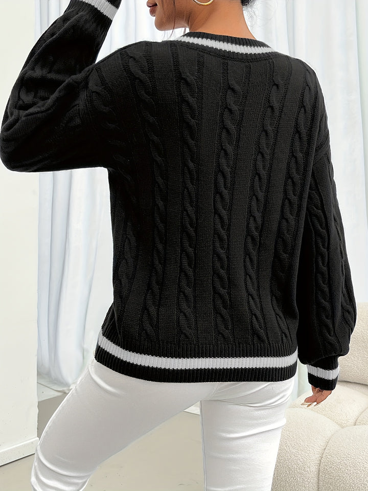 Hattie | Cable-Knit V-Neck Jumper