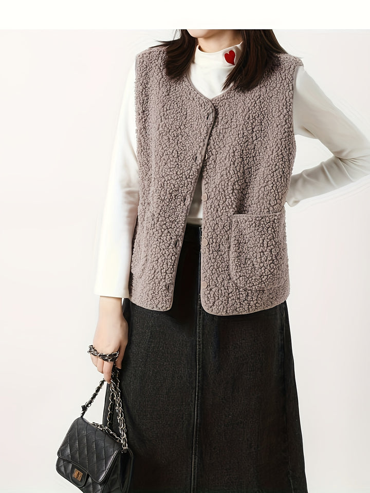 Estella | Textured Button-Front Gilet