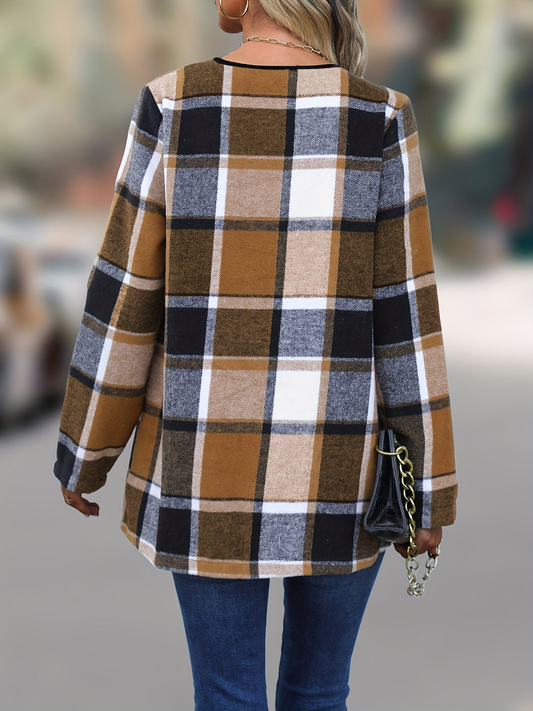 Audrey | Draped Plaid Christmas Coat