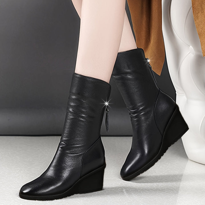 Ivy | Ruched Wedge Boots