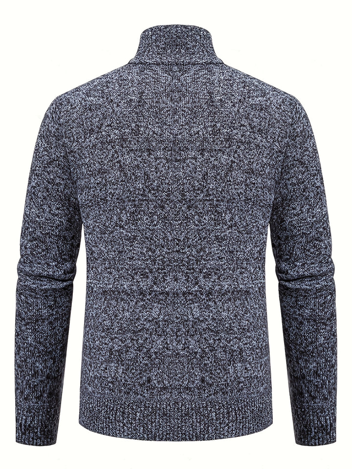 Edmund | Textured Stand-Collar Zip Cardigan