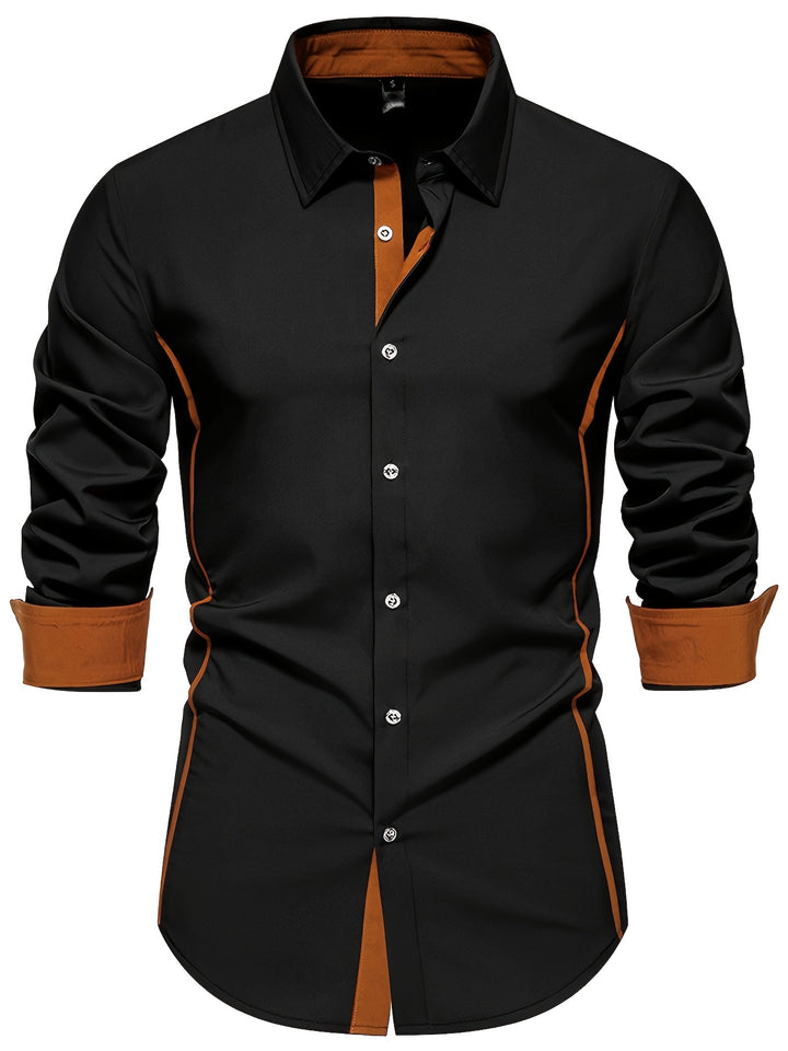 Dorian | Contrast-Trim Long Sleeve Shirt