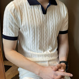 Emerson | Textured Contrast-Collar Polo Shirt
