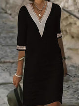 Imelda | Stylish V-Neck Mid Sleeve Dress