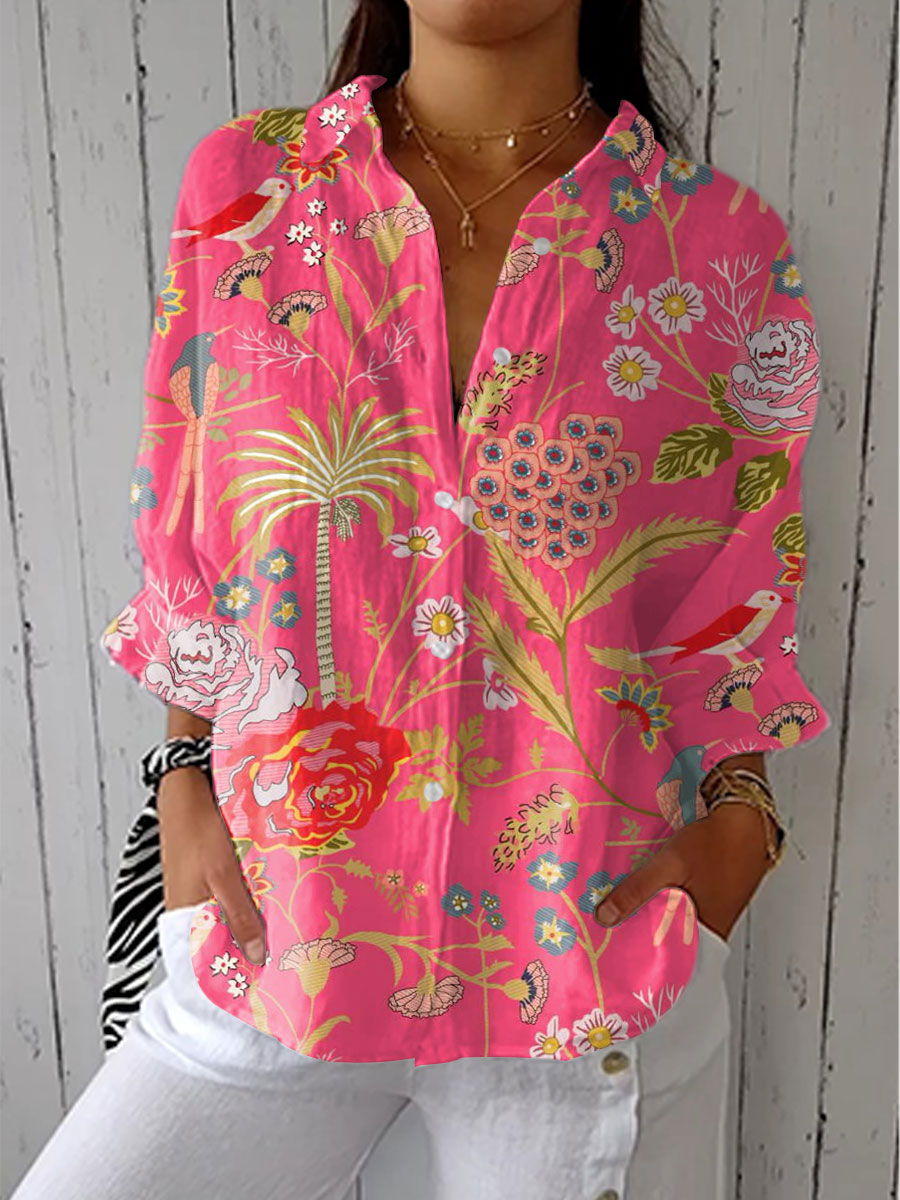 Janet | Stylish Tropical Blossom Blouse