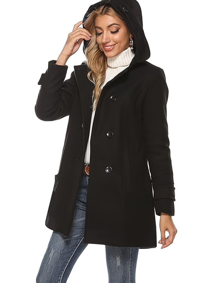 Georgina | Hooded Double-Breasted Mid-Length Coat