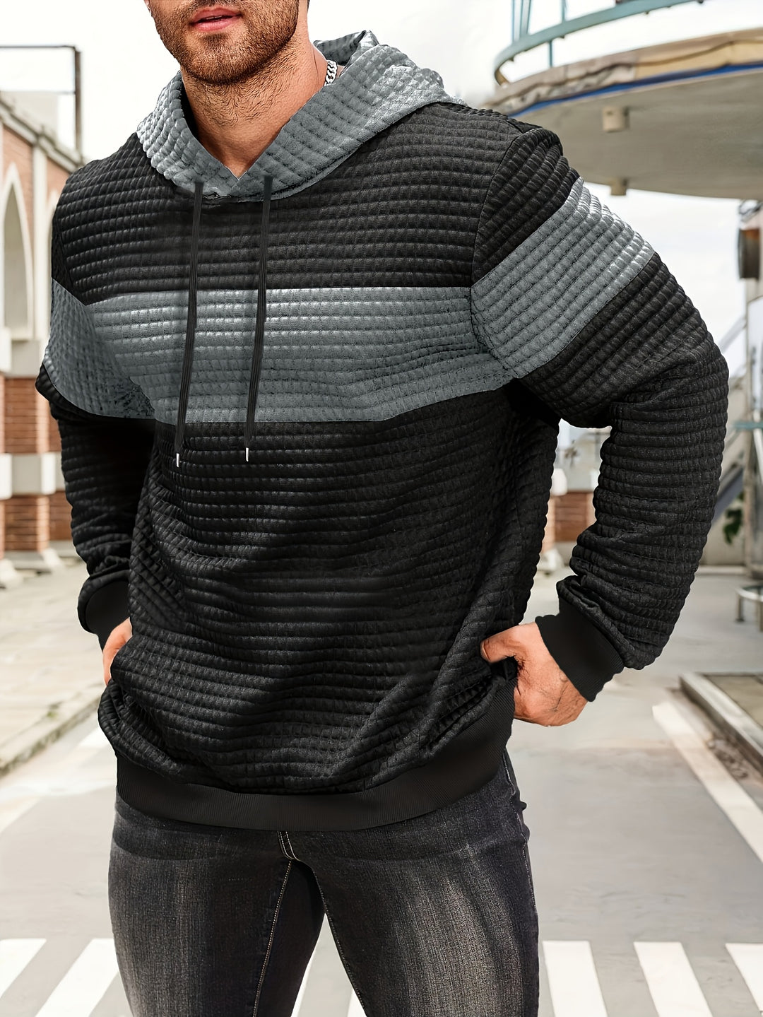 Rutherford | Textured Colour-Block Hoodie