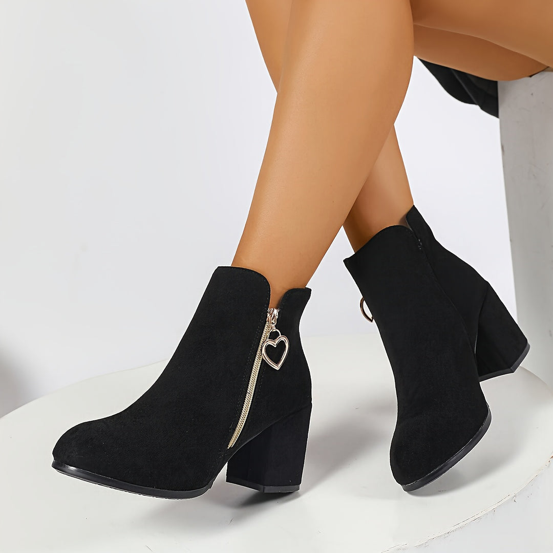 Millicent | Elegant Heart-Zip Ankle Boots
