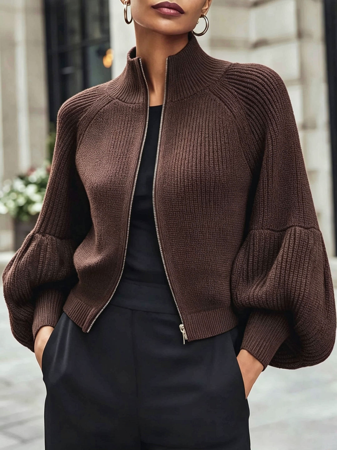 Anthea | Cropped Zip-Up Cardigan