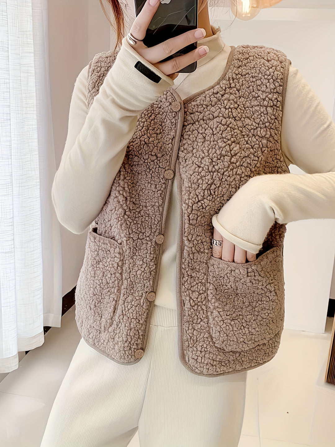 Estella | Textured Button-Front Gilet