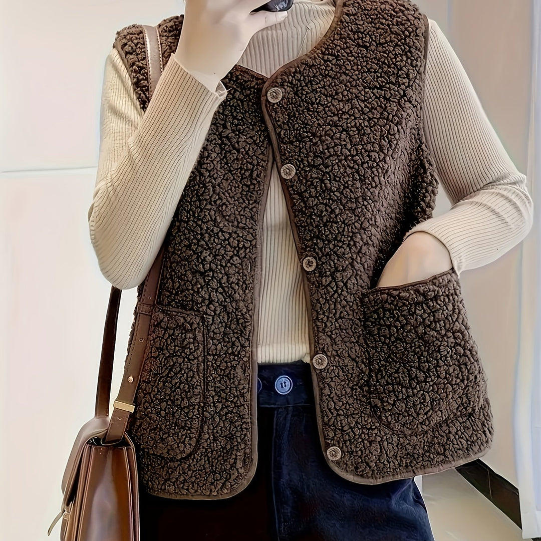 Estella | Textured Button-Front Gilet