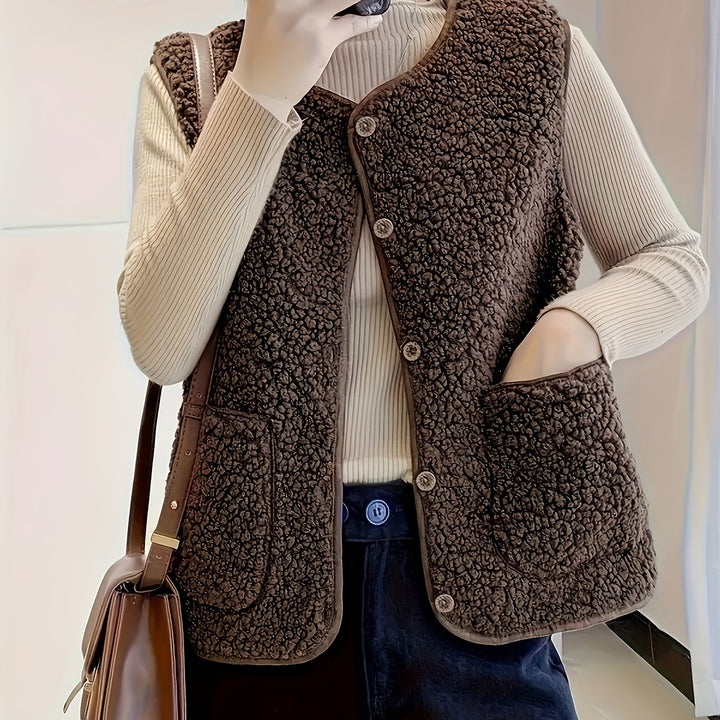 Estella | Textured Button-Front Gilet