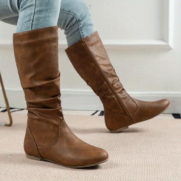 Lydia | Slouch Mid-Calf Flat Boots