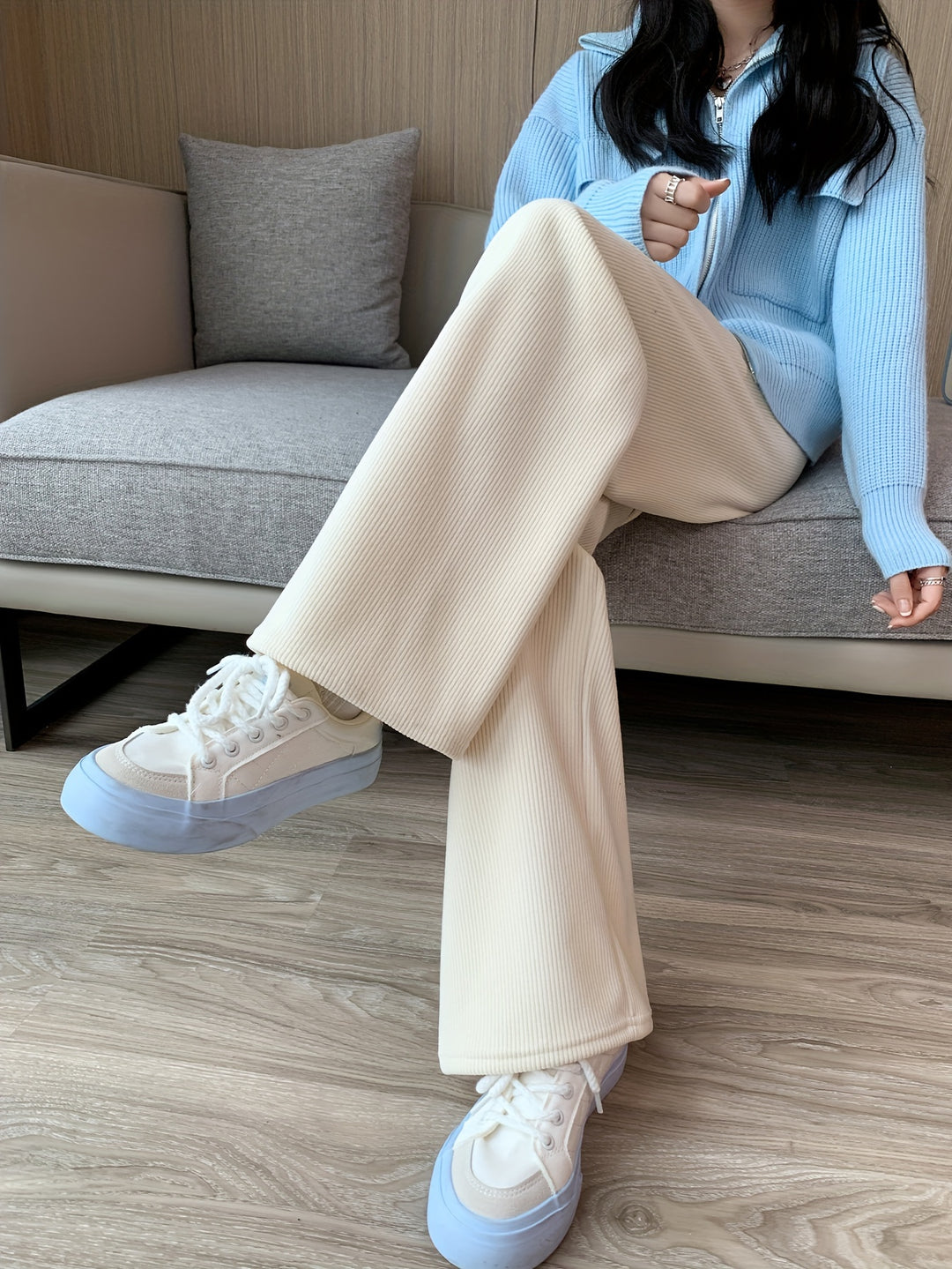 Lena | Fleece-Lined Wide-Leg Trousers