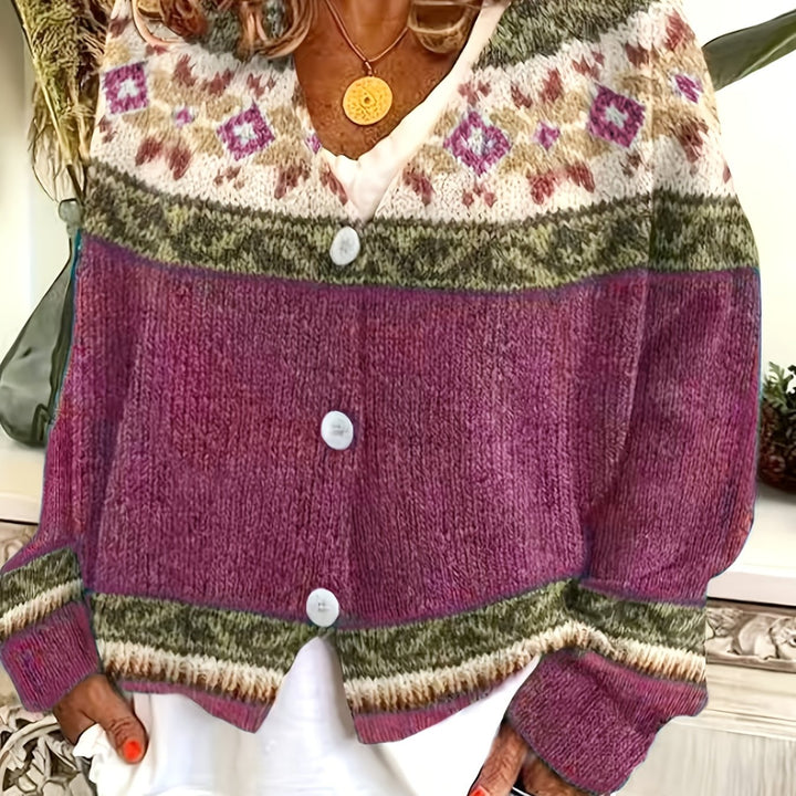 Fiona | Patterned Button-Front Cardigan