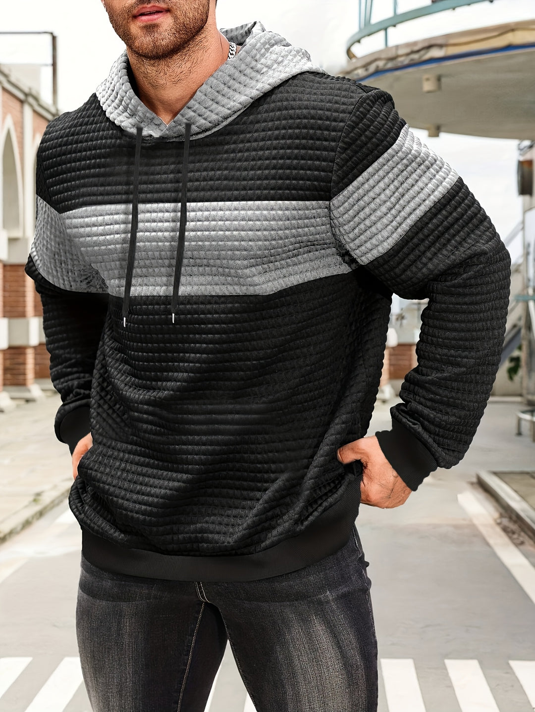 Rutherford | Textured Colour-Block Hoodie