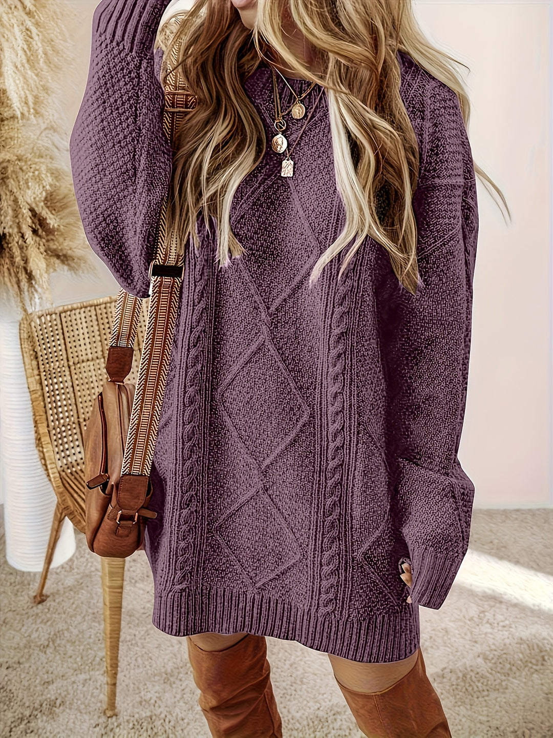 Wilhelmina | Cosy Cable-Knit Sweater Dress