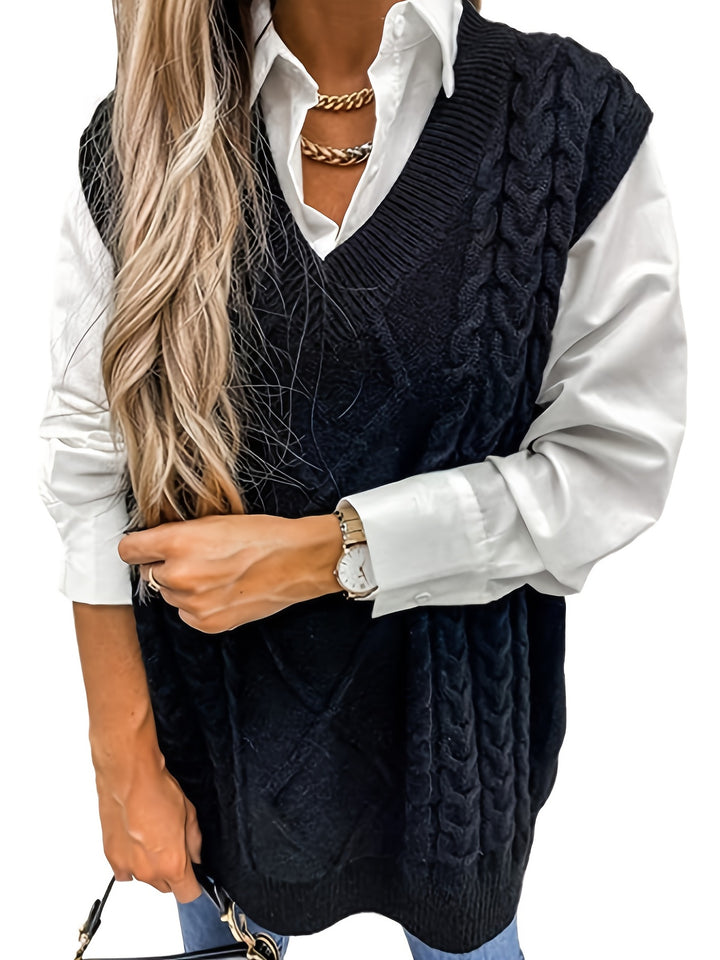 Colleen | Cable-Knit V-Neck Sweater Vest
