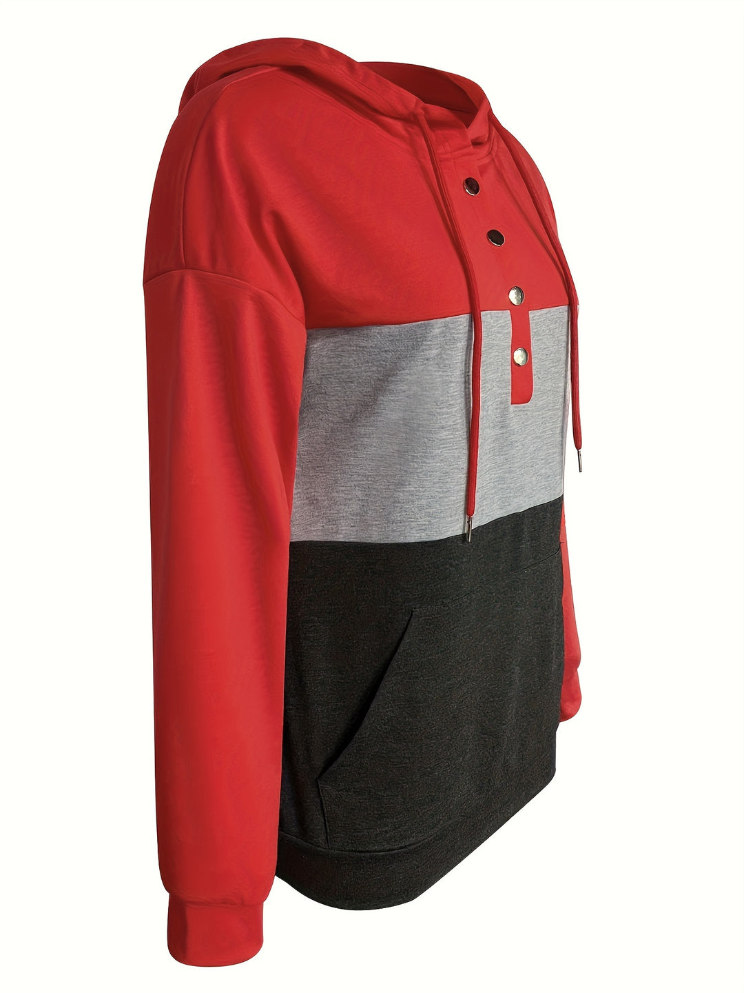Tamsin | Colour Block Button Hoodie