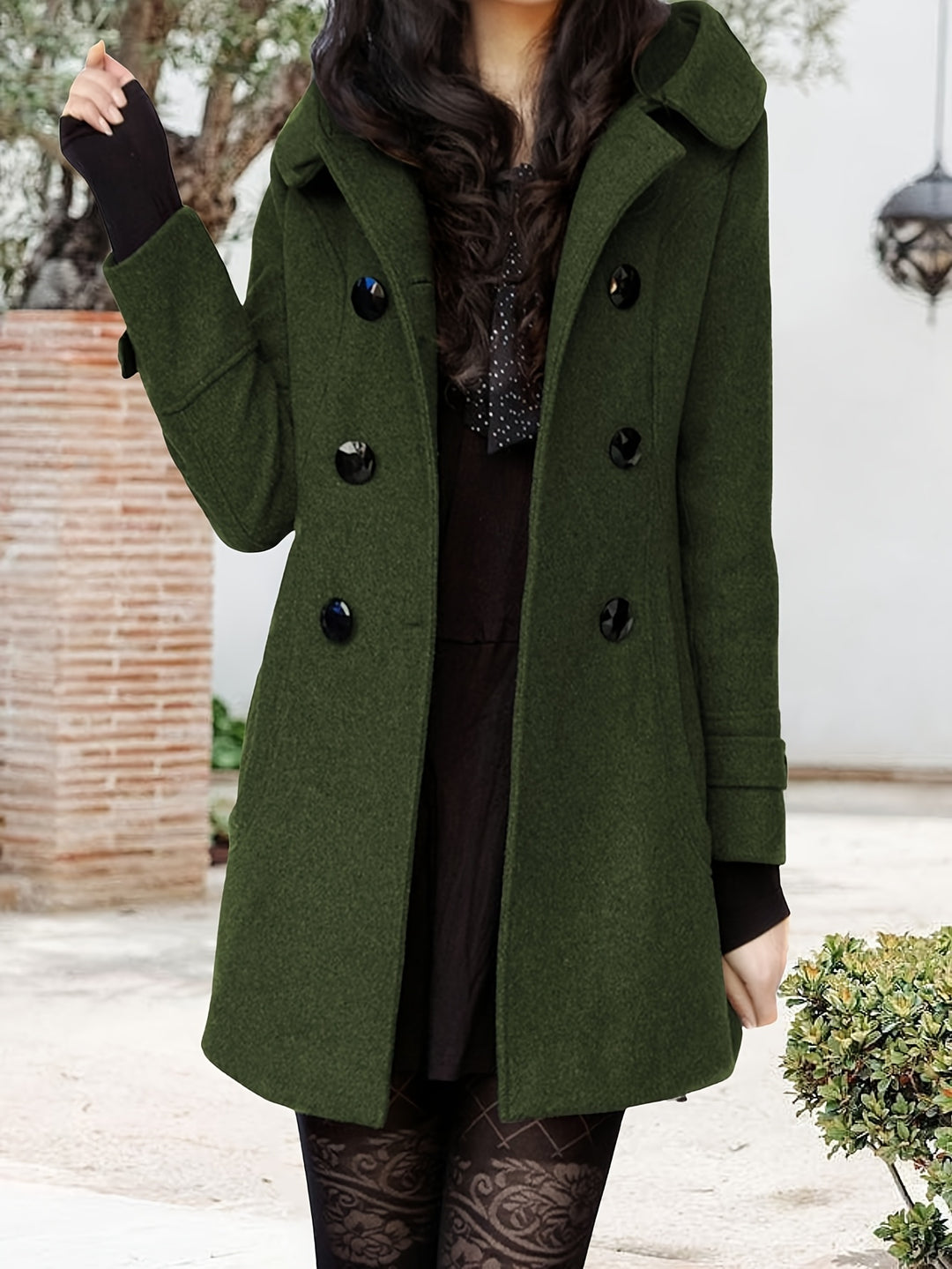 Georgina | Hooded Double-Breasted Mid-Length Coat