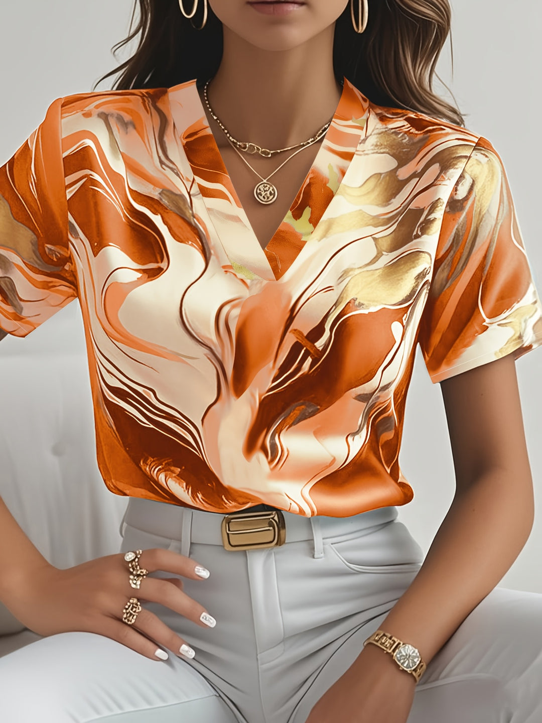 Nadine | Flowing V-Neck Blouse