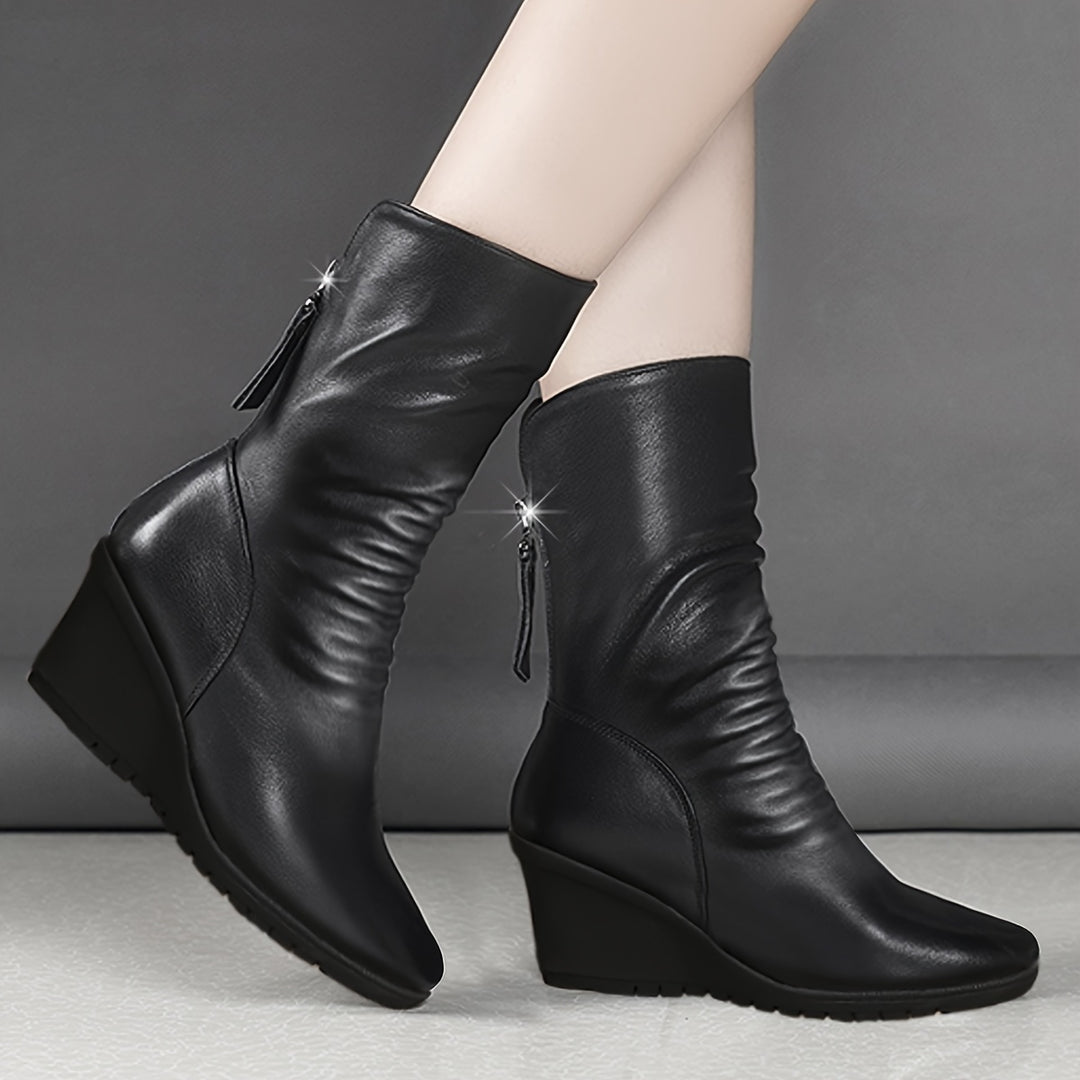 Ivy | Ruched Wedge Boots